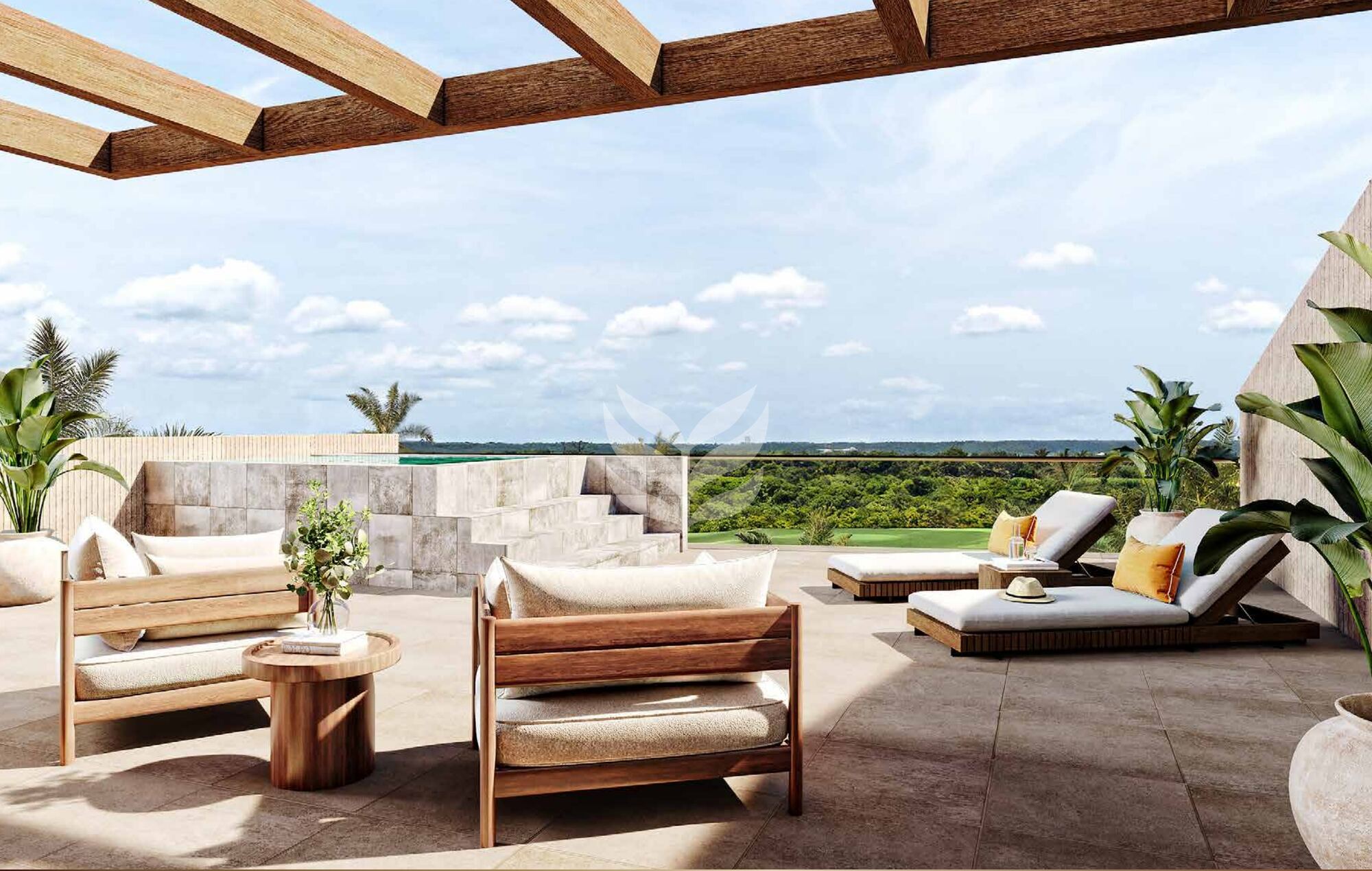 Penthouse terrace with outdoor seating